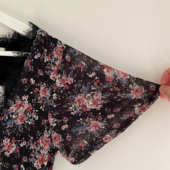 New Two Way  Italian MINI Black Floral Cipria DRESS Sz S - Picture 6 of 8